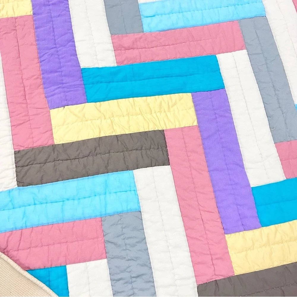 Rainbow Chevron FINISHED Patchwork Queen Size Cotton QUILT+2 shams